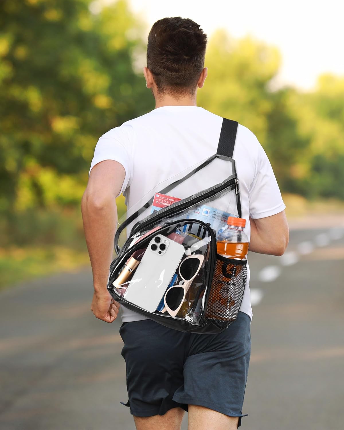 HULISEN Clear Sling Bag, Clear Bag Stadium Approved, Transparent Shoulder Crossbody Backpack Chest Casual Daypack - Image 8