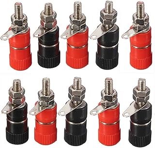 10pcs Red + Black Banana Socket Nickel Plated Binding Post Nut Banana Plug Jack Connector Suitable For 4mm Banana Plug