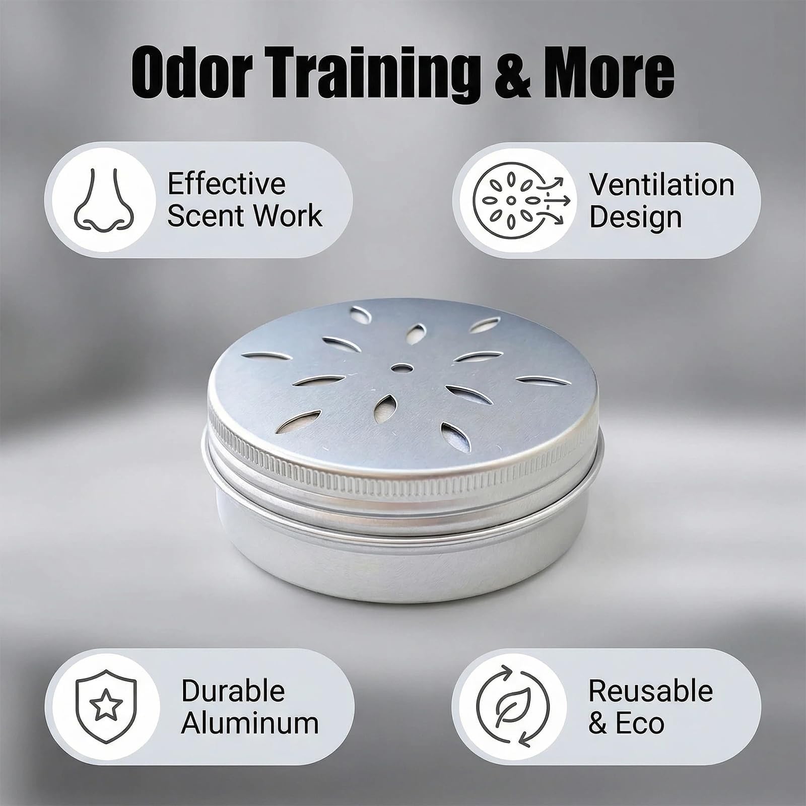 10 Pièces Récipients Odeurs 60 ML pour Chiens,Canettes en Aluminium pour Dressage Olfactif de Chiens, Accessoires de Dressage,boîtes de parfum pour chien,Polyvalents pour Dressage Renifleur et Ambianc