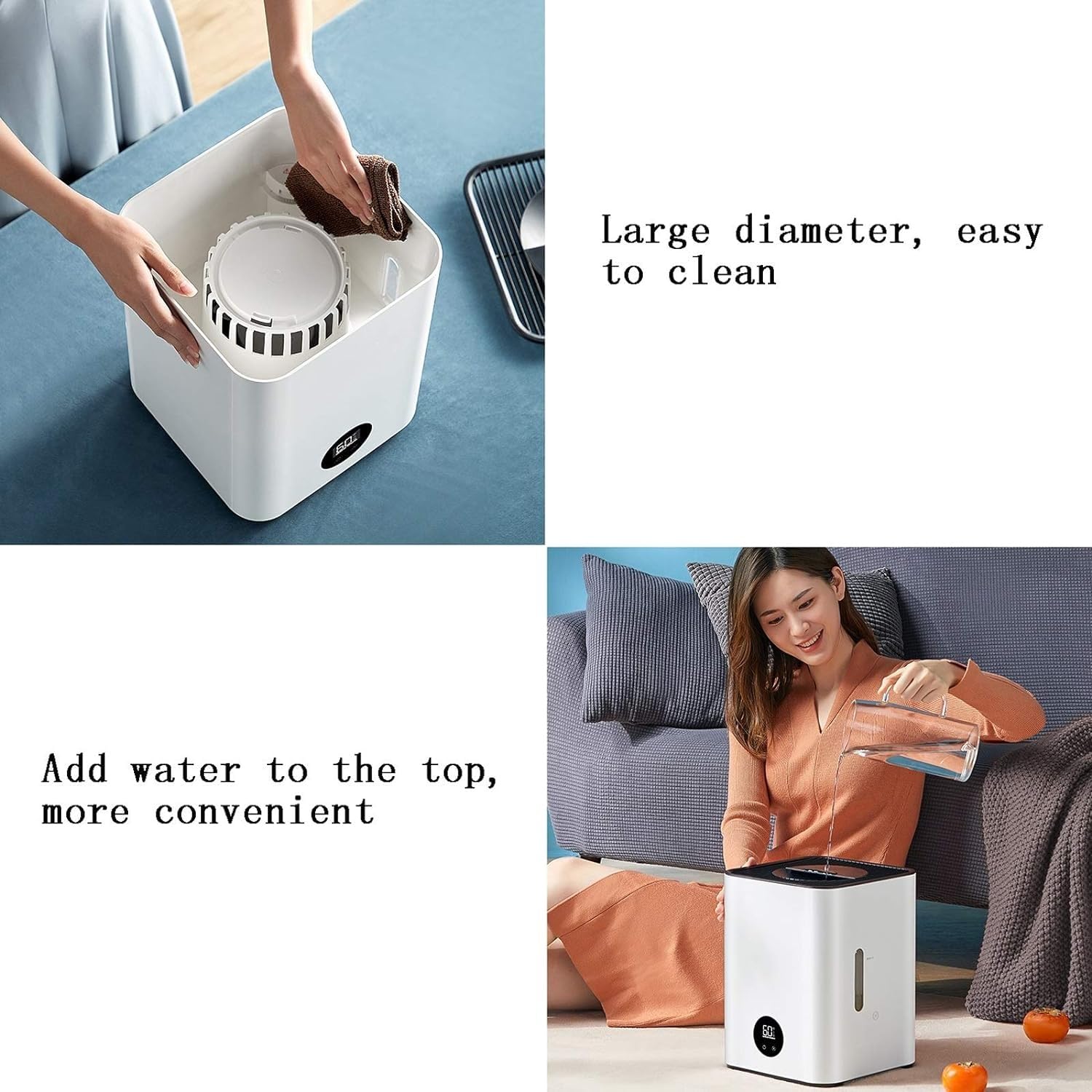 per Uso Domestico Umidificatori 3L Purificatore d'Aria Domestico Umidificatore Senza Nebbia Camera da Letto Muta Donne Incinte Umidificatore umidità Costante Intelligente
