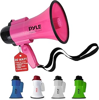 Pyle 30W Megaphone Speaker with Microphone, Loud Bullhorn Megaphones with Siren & Adjustable Volume
