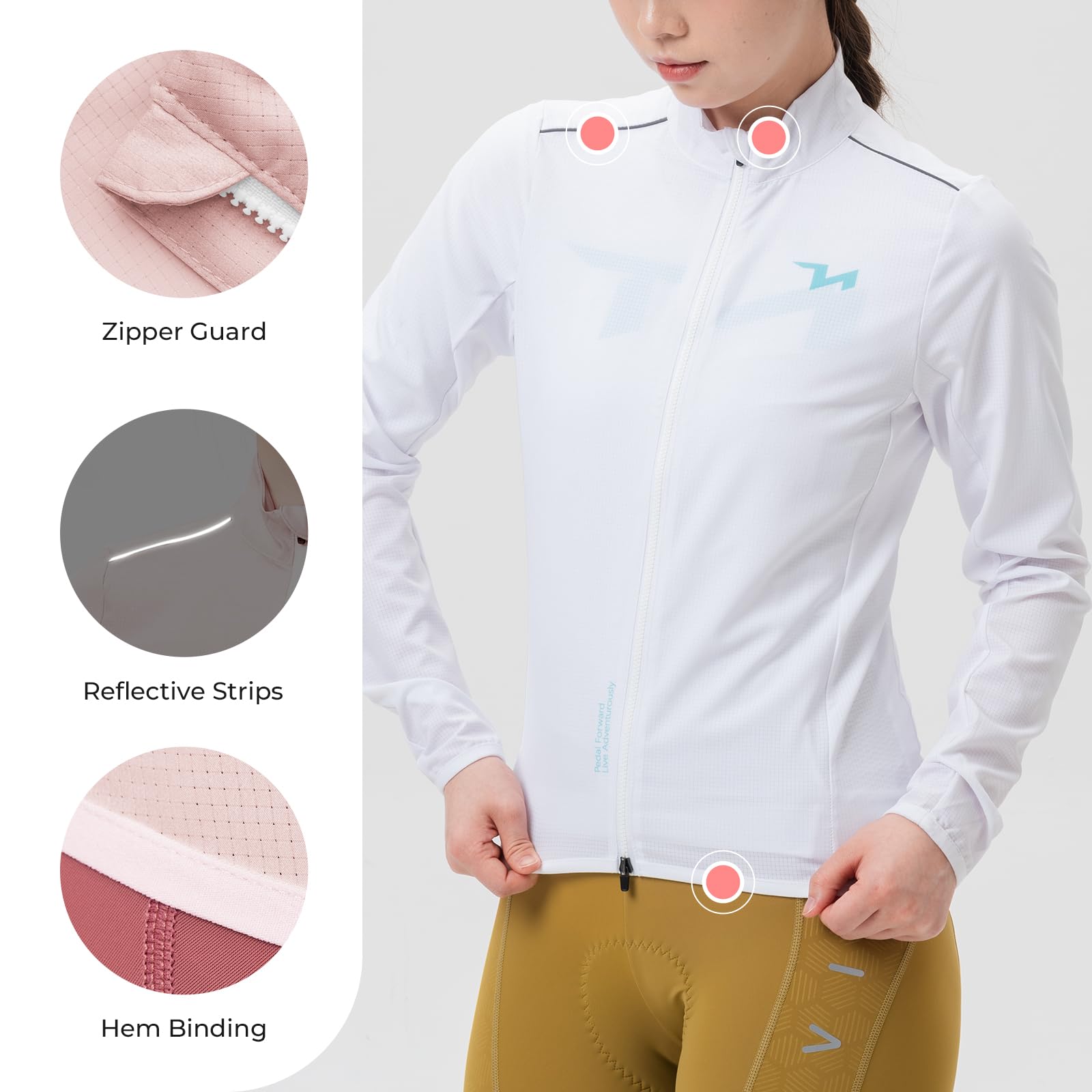 ROCKBROS TVI Giacca da Ciclismo Donna, Giacca a Vento da Sportivo Antivento, Leggero, Traspirante per Running, Trekking, Fitness, Attività all'Aperto