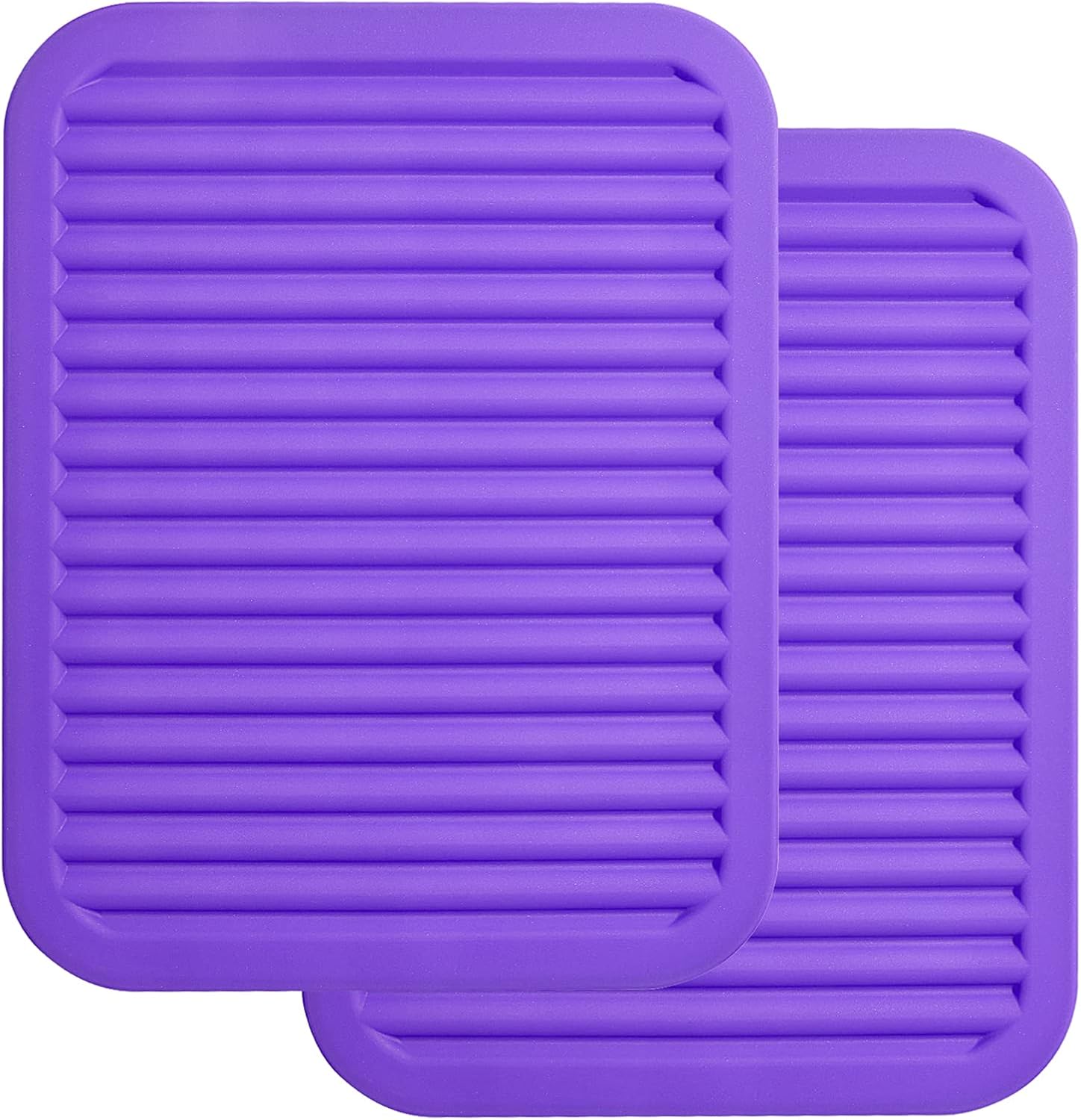 ME.FAN Silicone Trivets - 9" x 12" Silicone Potholder [2 Set ] Silicone Pot Holders - Spoon Rest - Kitchen Table Mat - Hot Pads - Large Coasters (Purple)