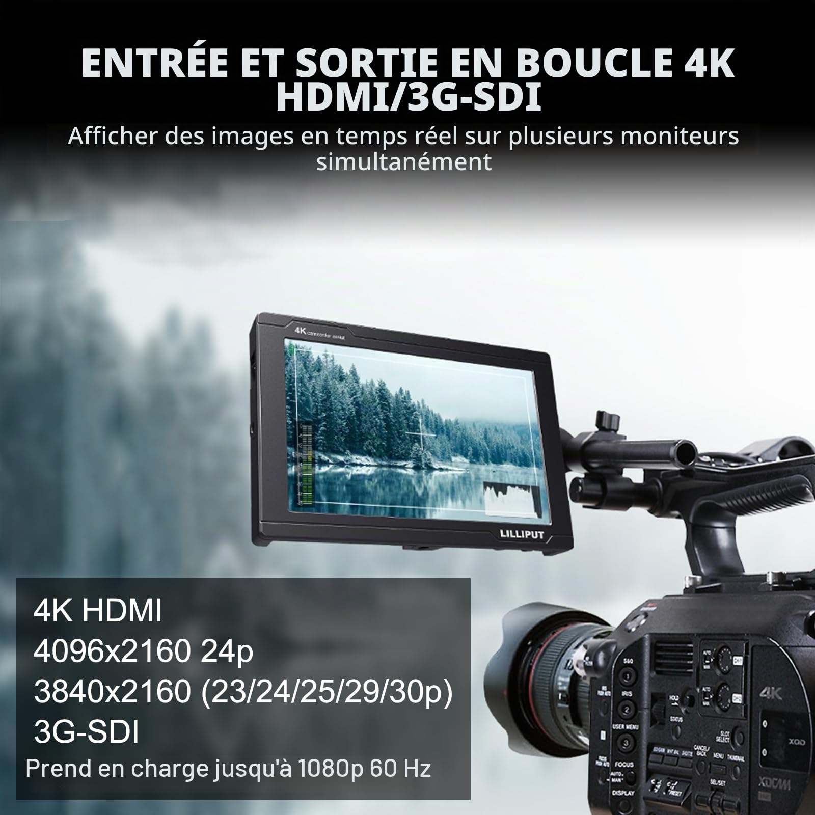 LILLIPUT FS7 7 pouces Caméra Field Monitor Full HD 1920x1200 IPS Caméra Monitor avec forme d'onde, Vectorscope & Histogramme, 4K HDMI & 3G-SDI Entrée/Sortie – DSLR Moniteur für Regisseure und Kamerale