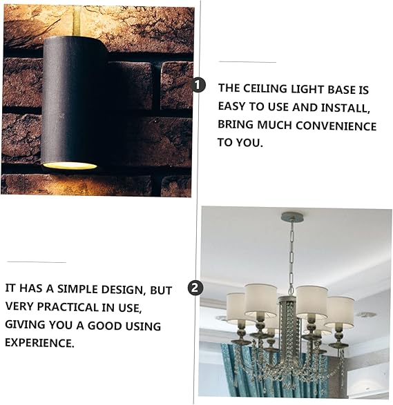 Hemobllo Hemobllo 4 Stuks Basis Plafondlamp Plaat Cover Plafondlamp Cover Kroonluchter Montageplaat Licht Covers Chandalier Zwarte Hangende Lichtarmatuur Lamp Paneel Zuig Plastic photo 2