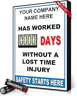 Full Size Digital Safety Scoreboard 20" x 28" – Battery Operated LCD Scoreboard, Electronic Scoreboard, Large Digital Counter, Safety Sign for Workplace, Custom Office, Indoor Use
