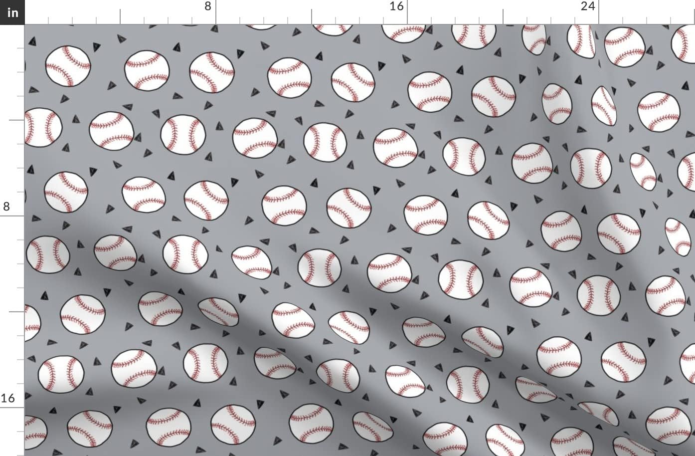 Spoonflower Fabric - Baseball Sports American Themed Grey Sport Kids Play Printed on Organic Cotton Sateen Fabric by The Yard - Sewing Quilting Apparel Home Decor