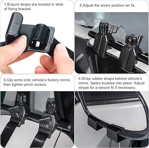 Miniatura 3 de Tallew 2 piezas de espejo de remolque con clip de extensión universal, barra negra, ajustable, rotación de 360 grados, espejo de remolque para