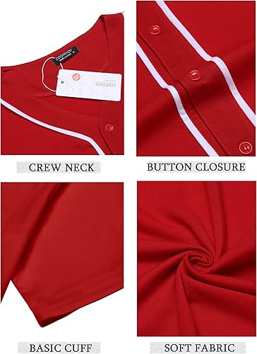 Miniatura 5 de COOFANDY Camiseta de béisbol con botones para hombre, manga corta, hipster, hip hop, camisetas