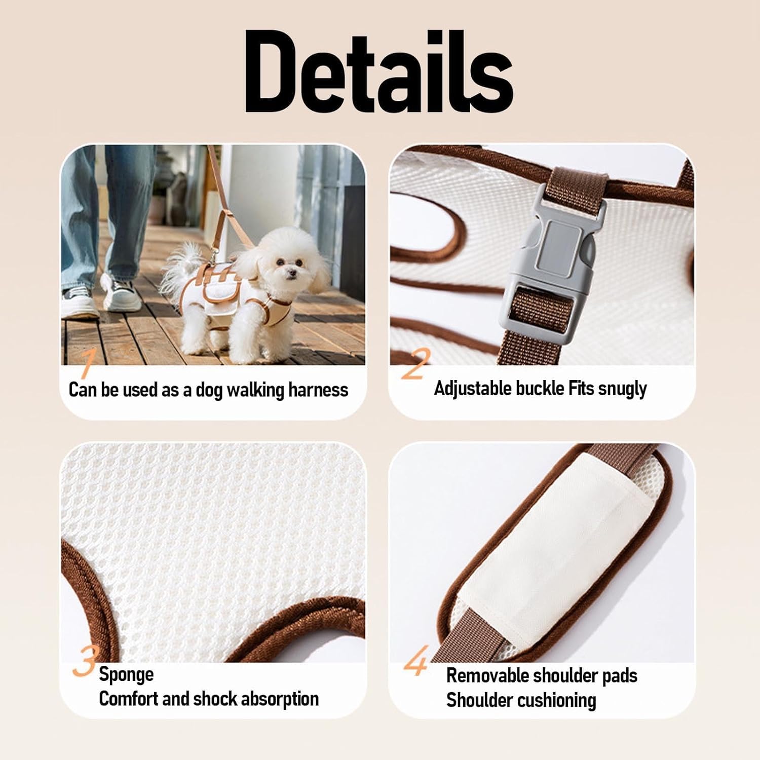 Harnais de levage pour chien, sangle de transport réglable pour chats de petite et moyenne taille, sac de transport portable pour extérieur, sangle d'assistance pour chien pour personnes âgées