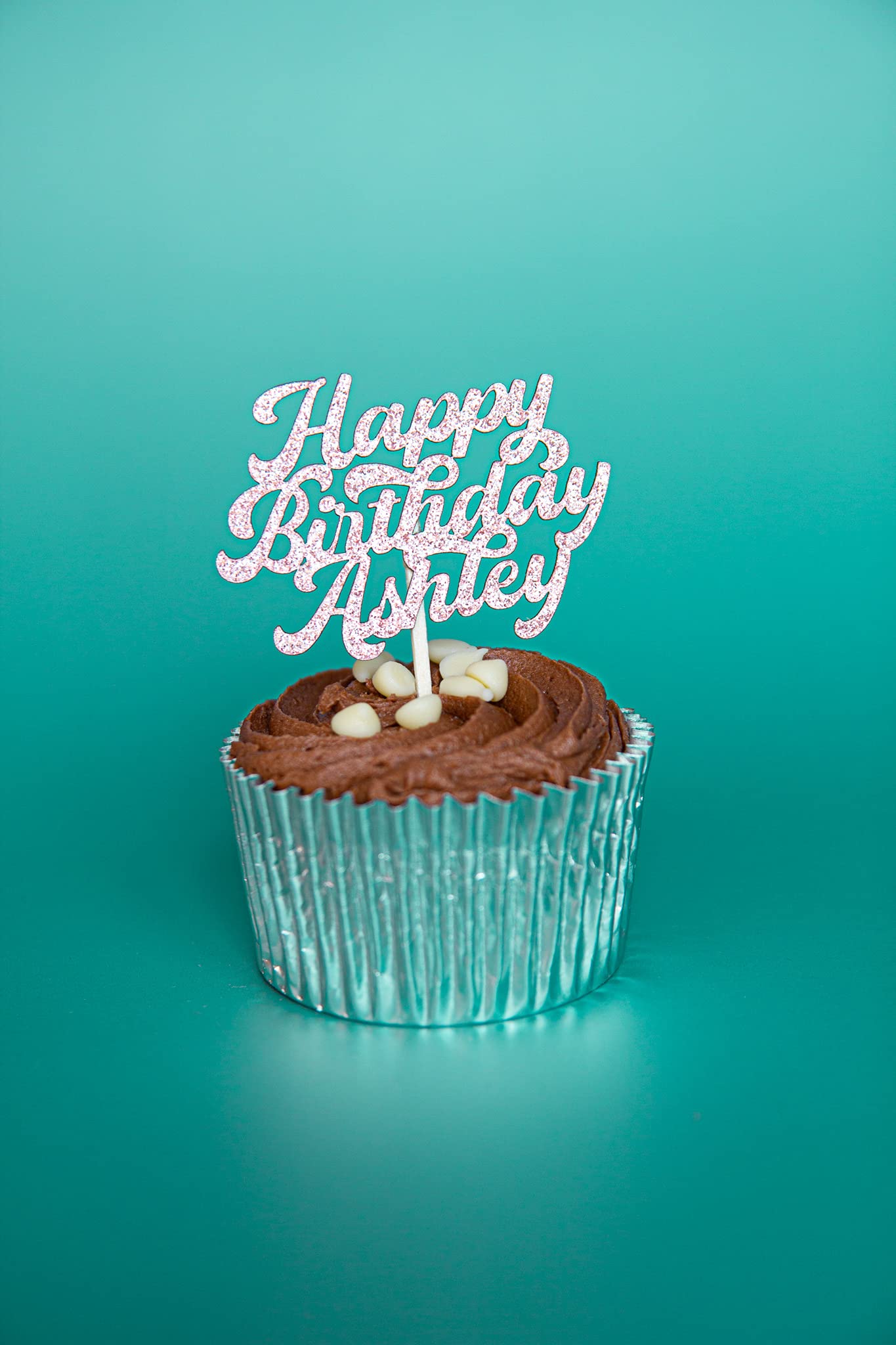 6 Decorazioni Per Cupcake Personalizzate Con Glitter - Fai Da Te, Colore Verde, Carta 480g/mq - 4