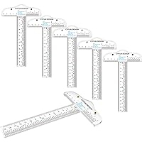 Vista 13 de 2 reglas cuadradas en T transparentes de 6 pulgadas/5.9 in, en pulgadas y métricas, regla cuadrada en T, transparente, regla en T, para manualidades