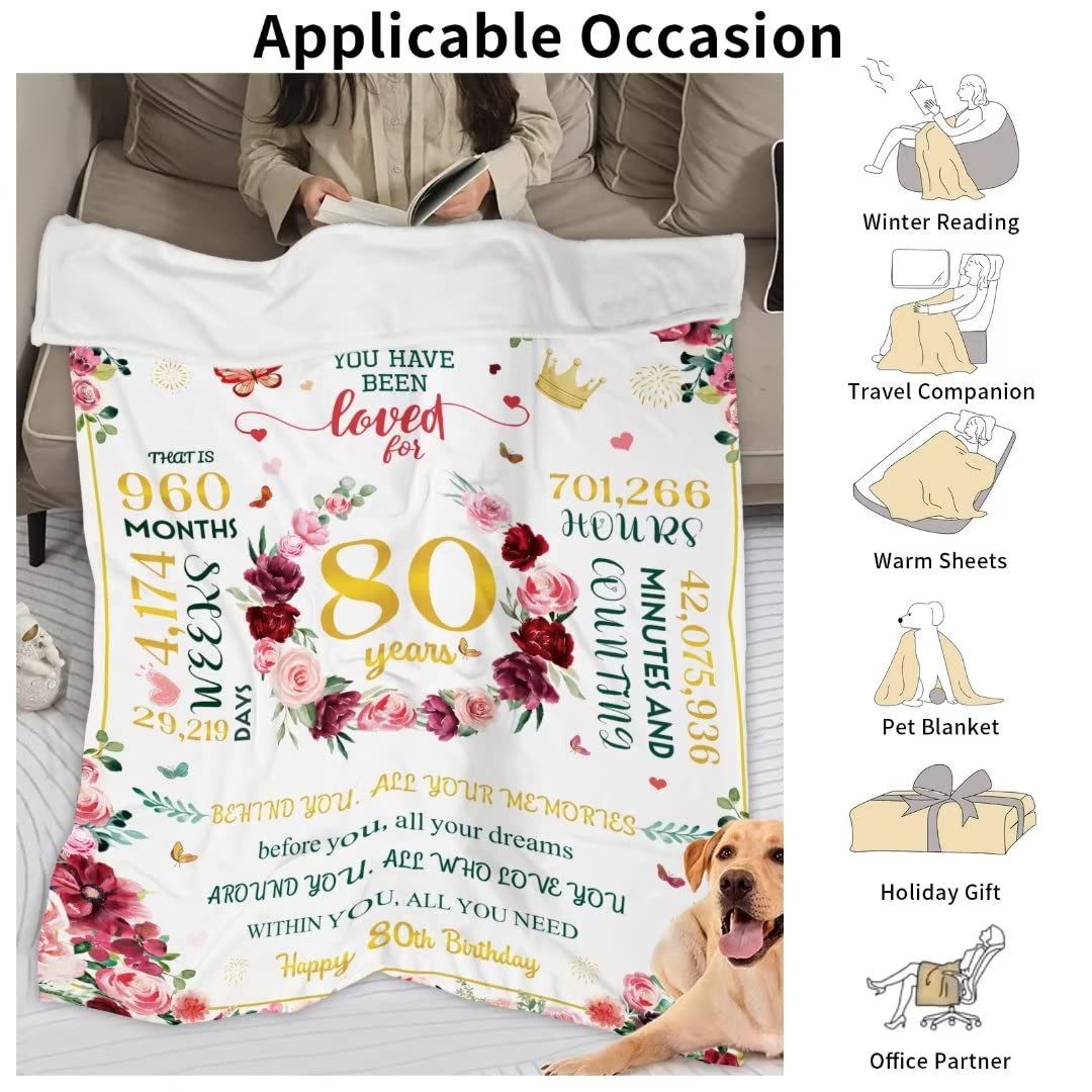 80th Birthday Gifts for Women, Best Gifts for 80 Year Old Woman, 1942  Birthday Gifts Soft Throw Blanket, Best 80th Birthday Gifts, Happy 80th  Birthday - Main Image