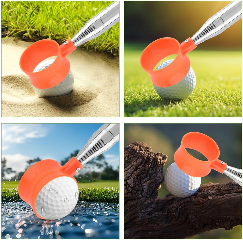 12FT Golf Ball Retriever Telescopic with Golf-Ball Grabber,Stainless Steel Golfs Ball Retriever, Professional GolfBall Retriever,Men's and Women's Golf Accessories Gifts