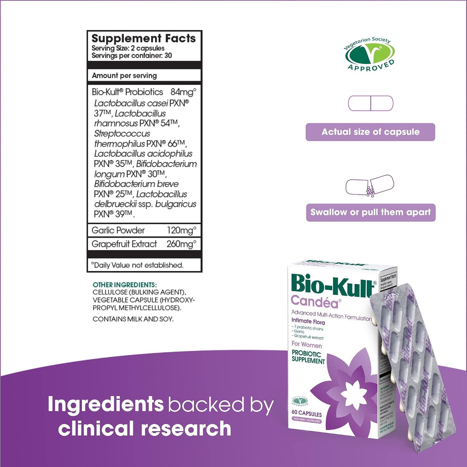 Bio-Kult Candea - 60 Capsules - Probiotic for Intimate Flora, Probiotic for Women, Probiotic for Men, with Garlic and Grapefruit Extract