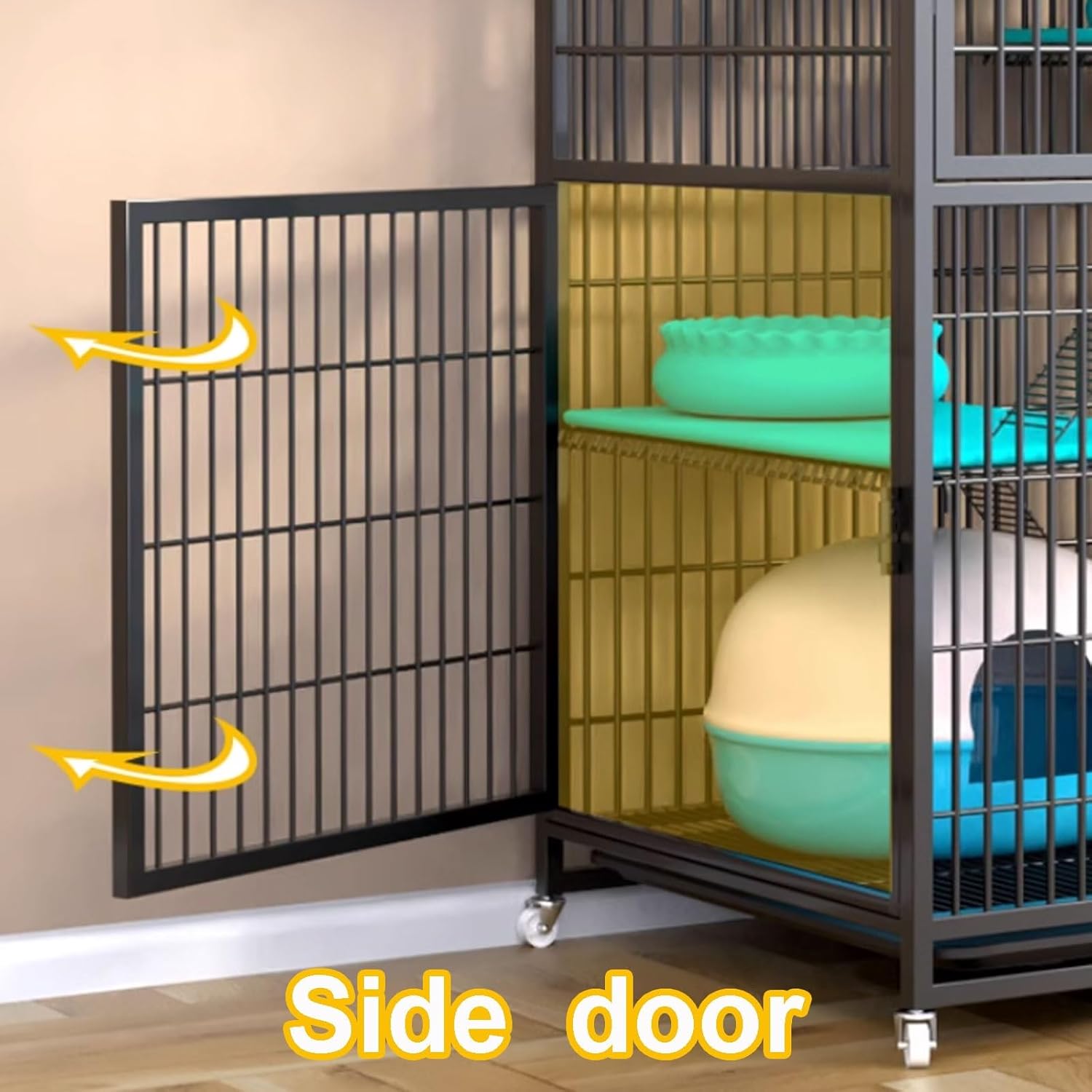 Cat Cages Indoor, Catio Indoor Cat Enclosure on Wheels, Enclosed Cat Playpen, Cat Enclosure with PVC Tray for Ferret, Chinchilla, Small Animals(White,71x55x94cm)