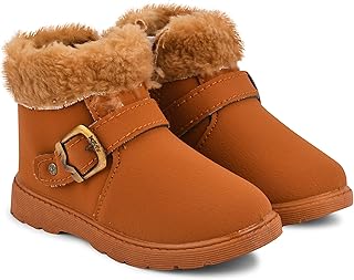 KATS SHOES KATS Kids Girl Hi-Top Synthetic Upper With Fur Boot (Tan, UK Footwear Size System, Little Kid, Women, Age Range, Medium, 2.5 Years, 3 Years)