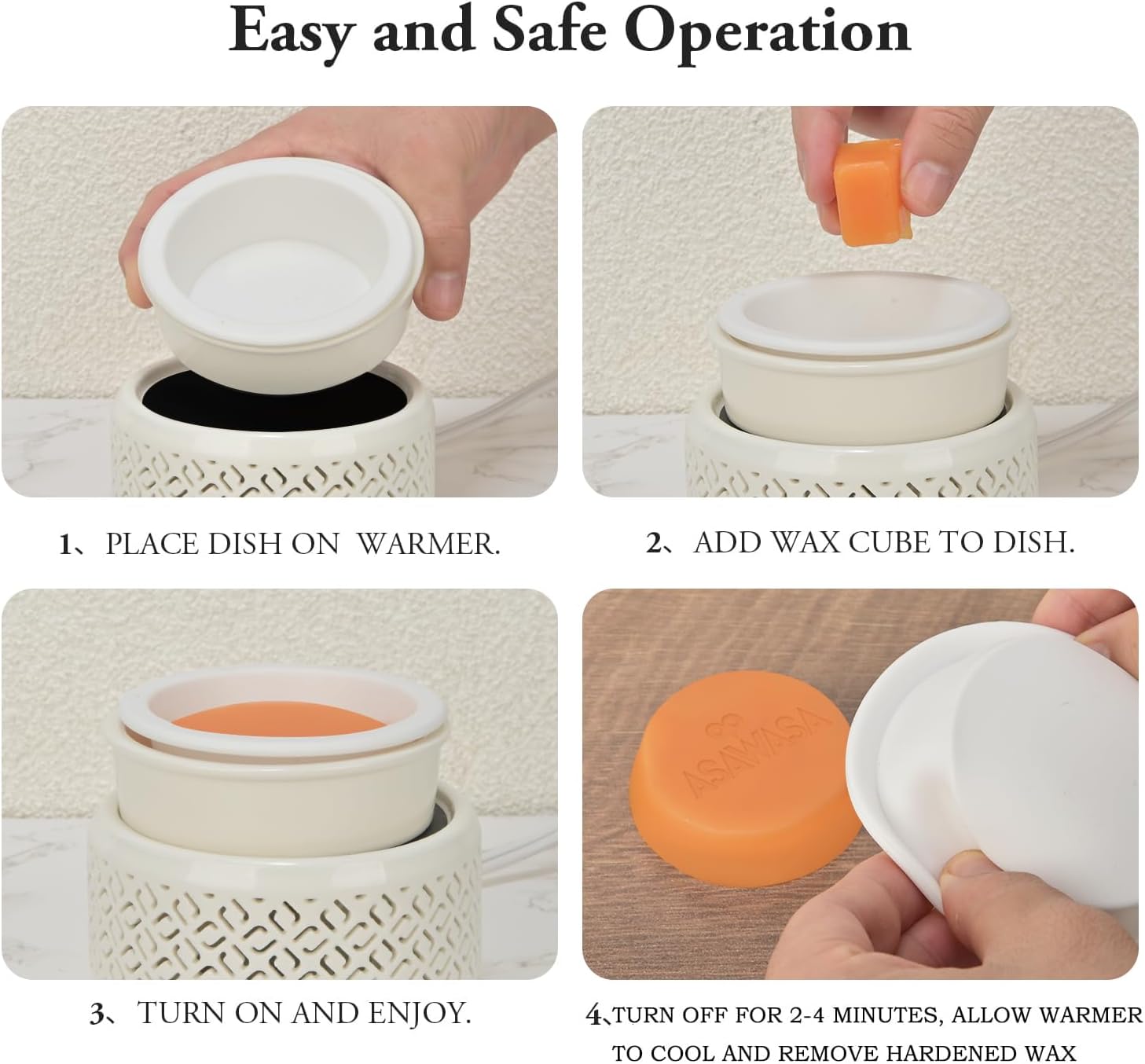 Ceramic Candle Warmer and Wax Melt Warmer with 7 Colors LED Night Light and 1 PC Silicone Liner,4-in-1 Electric Warmer for Jar Candle Wax Cube Essential Oil Coffee, Ideal Gift for Home Office Kitchen