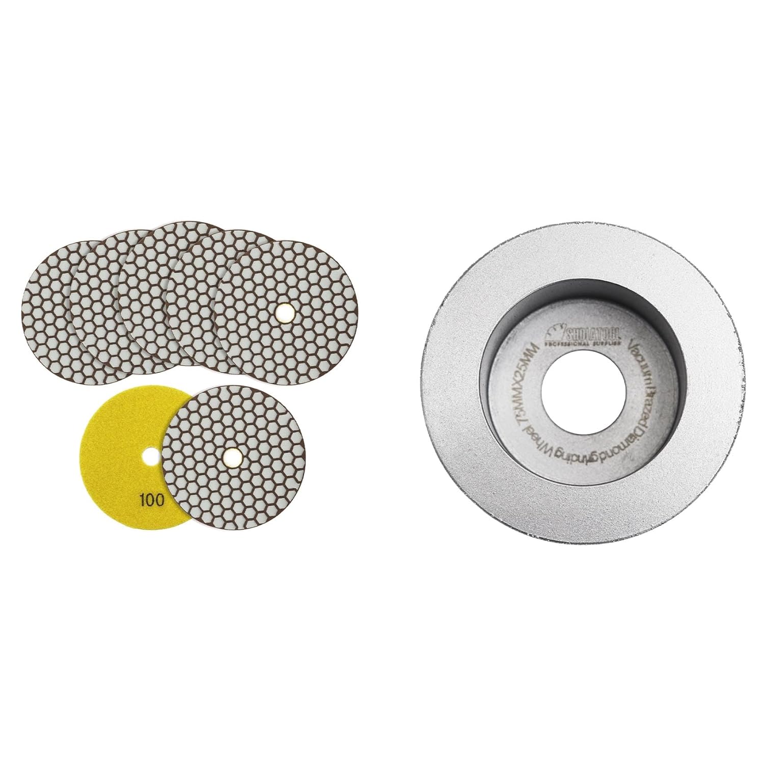 SHDIATOOL Dry Diamond Polishing Pads Grit 100 5-Inch Sanding Disc for Granite Marble Quartz