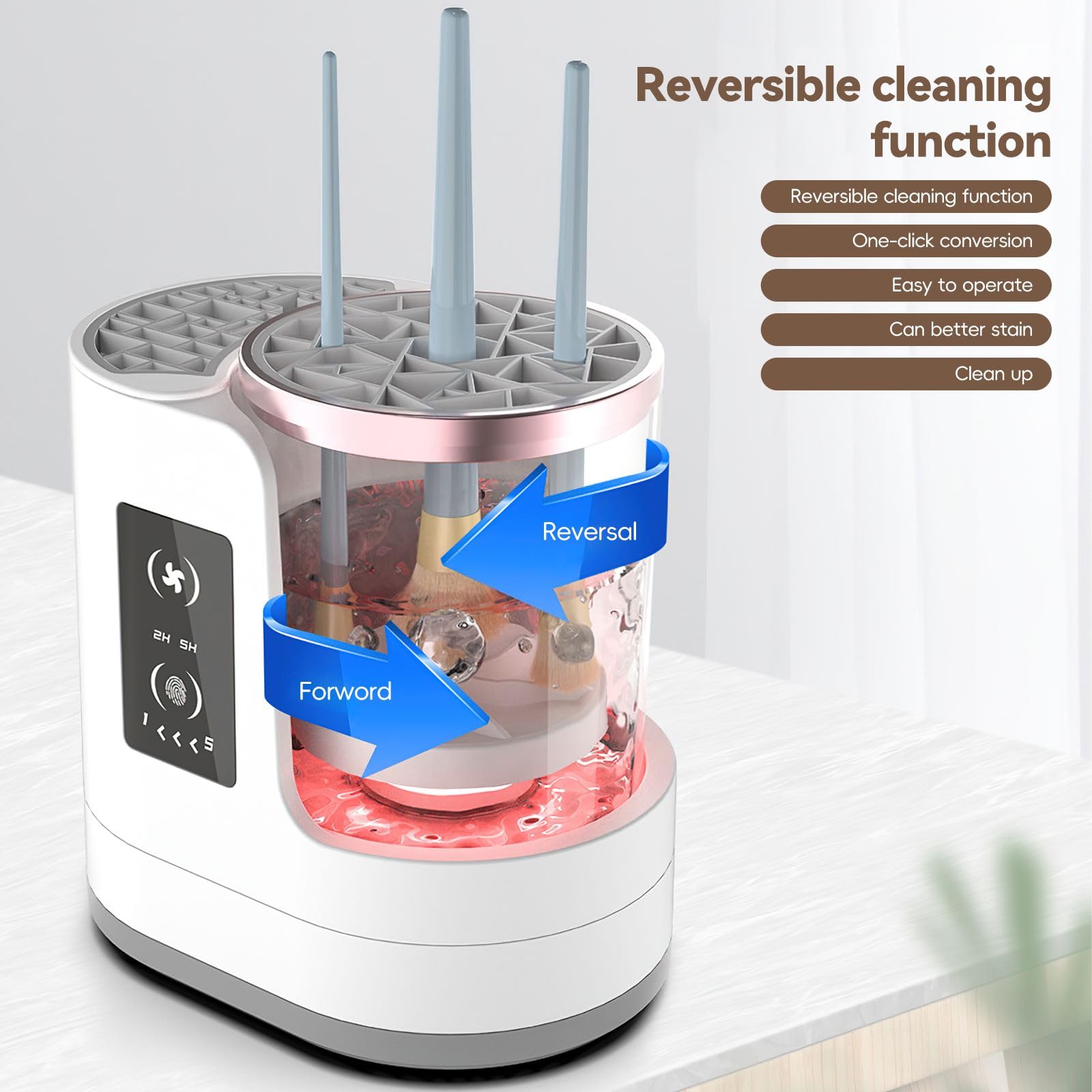 Machine de nettoyage électrique de pinceaux de maquillage,Nettoyeur De Pinceaux De Maquillage 3 En 1, Séchoir Et Organiseur Pour Pinceaux (Blanc)