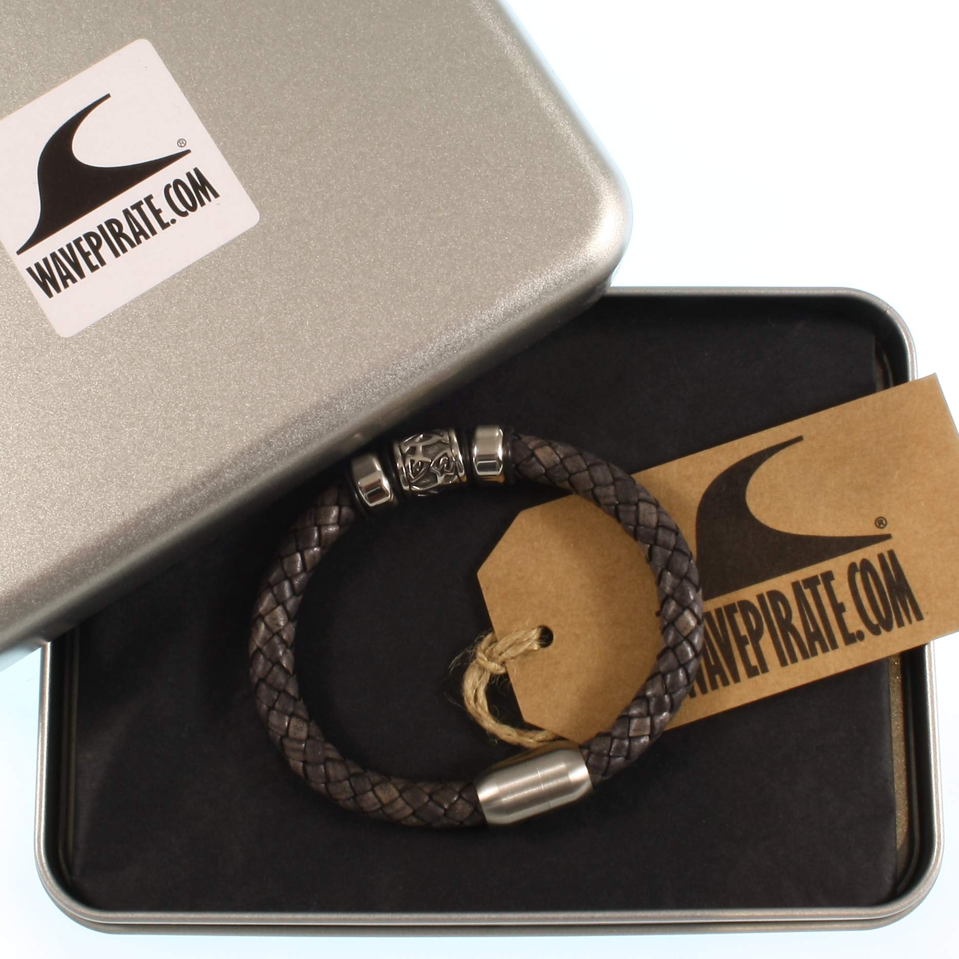 Leder-Armband FUERTE SHINE Grau Surfer Damen Herren