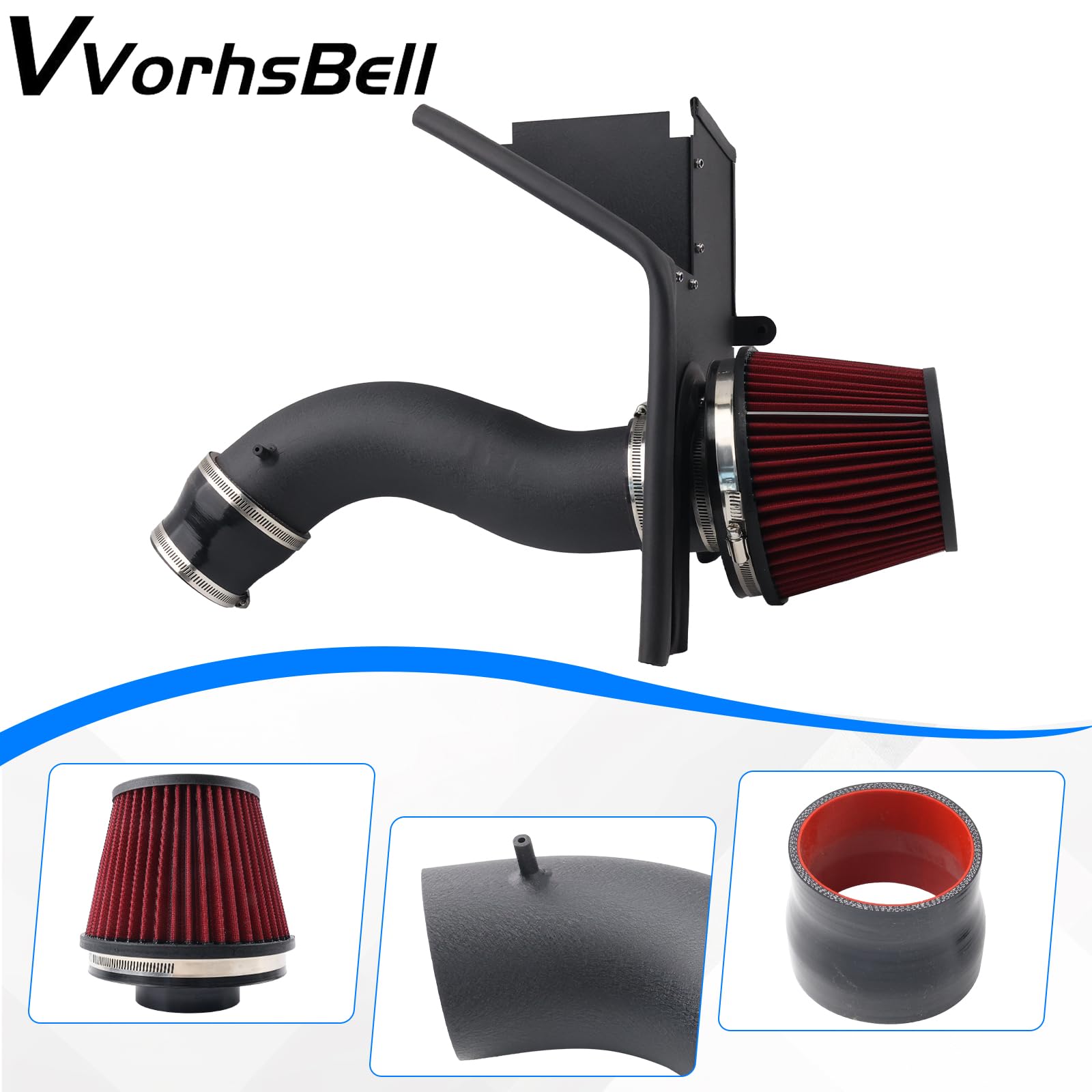 Kit Aspirazione Aria Fredda 3,5 Pollici Compatibile Con Audi B8 B8.5 S4 S5 Q5 SQ5 3,0T 3,2L V6 2010-2017 Sistema Di Induzione Prestazione Alluminio Fresato CNC Con Scudo Termico Filtro
