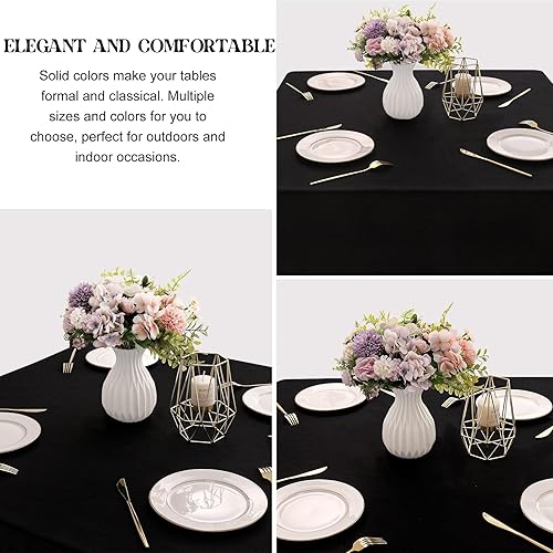 Miniatura 3 de Paquete de 4 manteles cuadrados de mesa de 52 x 52 pulgadas, mantel negro lavable a máquina, tela de poliéster, cubierta de mesa para comedor,