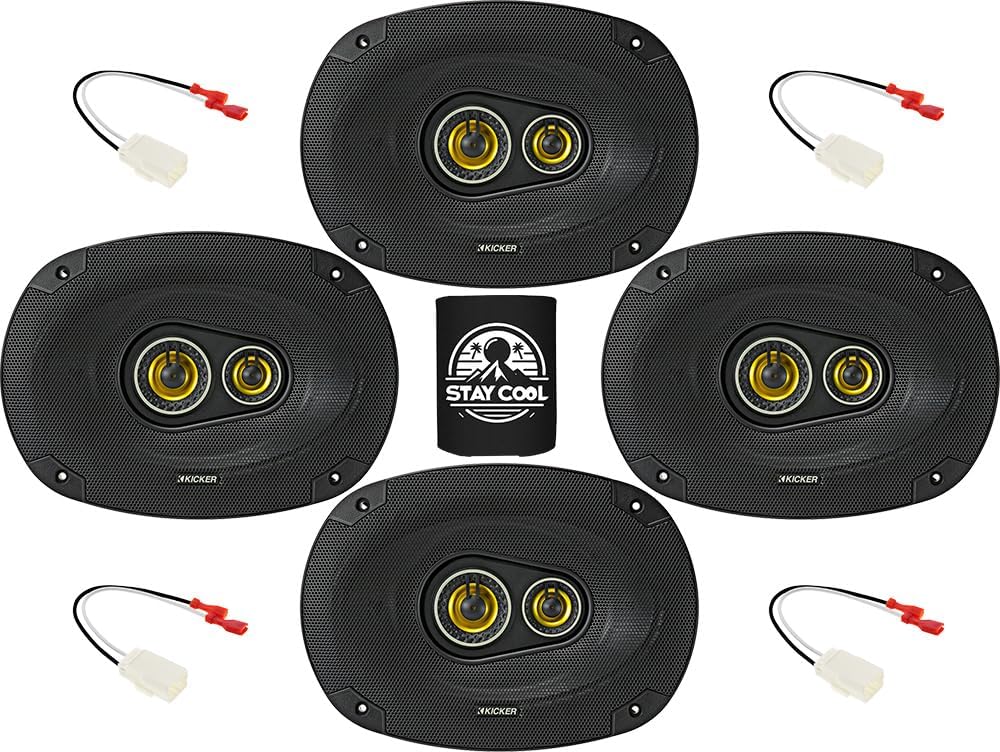 KICKER Speakers 6x9 inch for RAM 1500/2500/3500 (Amplified) 2019-2023 Upgrade Kit - 4 Pack of CS Series with Harness, Car Audio Front and Rear Door Speaker CSC6934, 46CSC6934