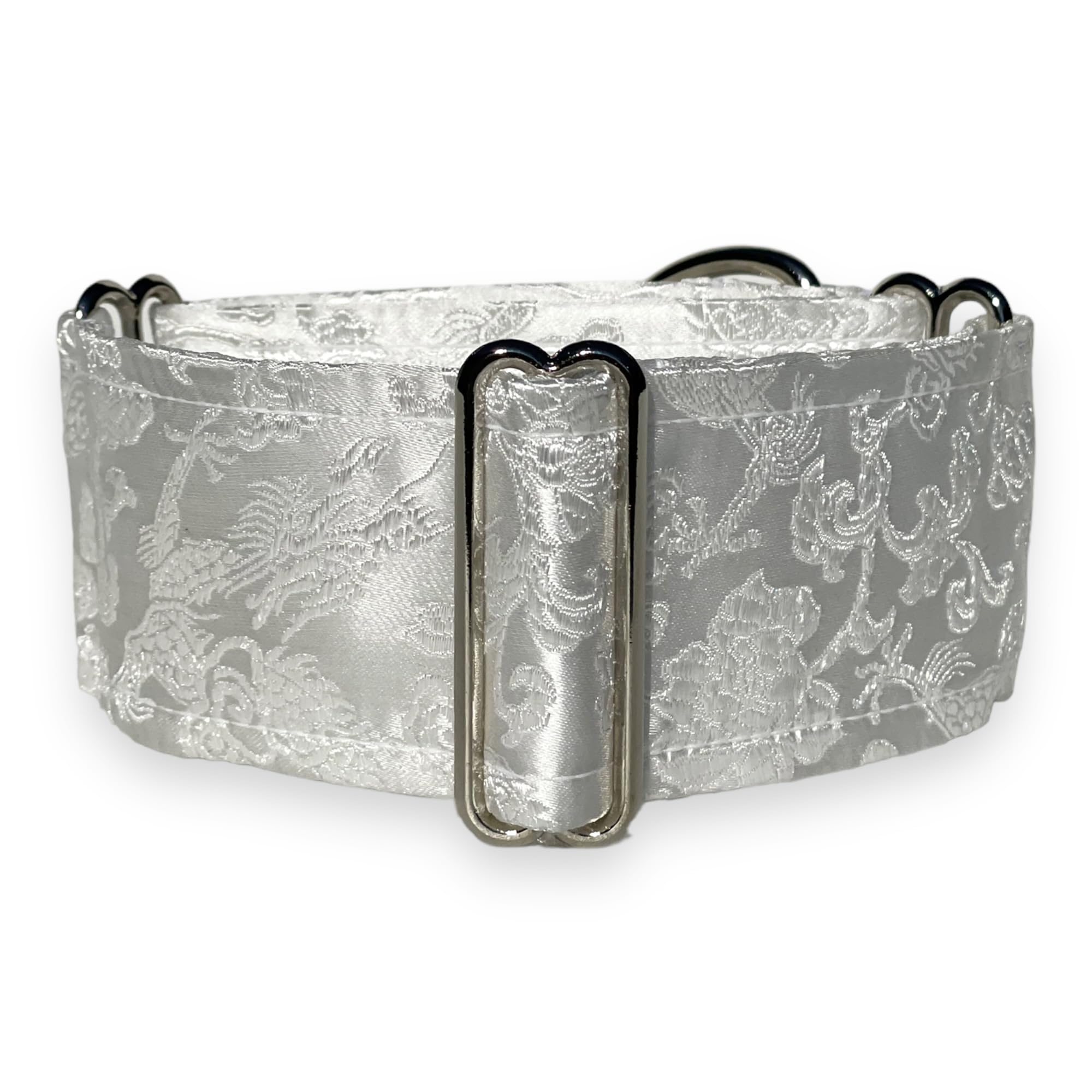 SightHound Gang Extra Soft Martingale Dog Collar for Greyhound Saluki Whippet and Other Breeds with Similar Neck 2 Inches Wide (M 11 -14 Inches) White