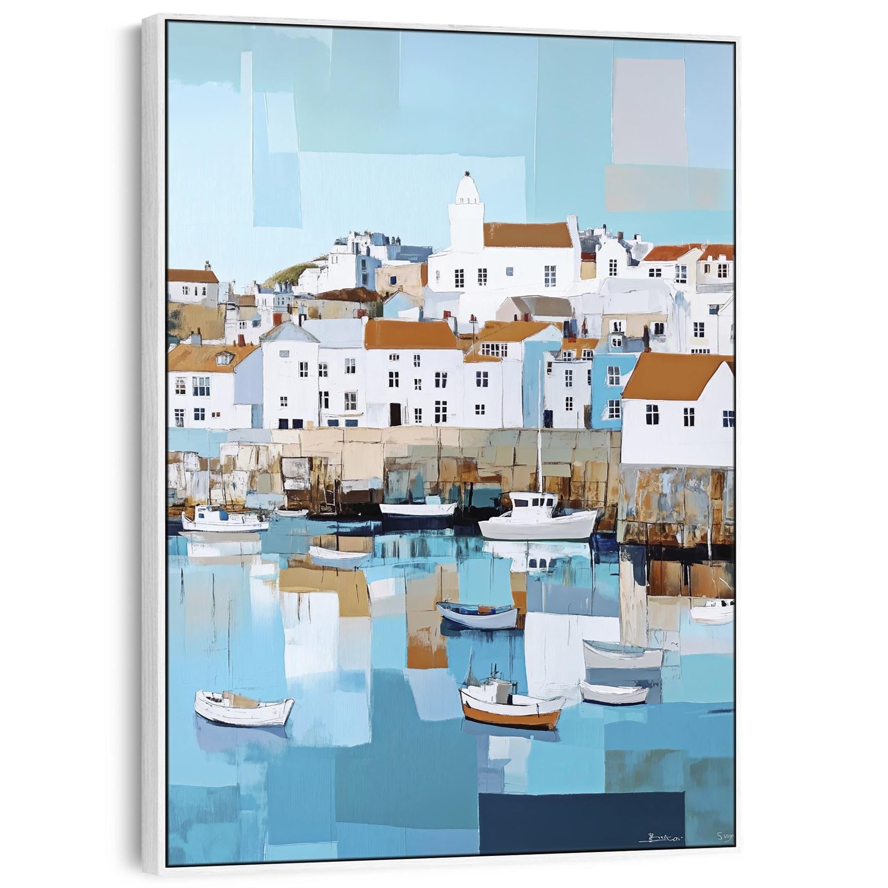 Wallfillers Framed Cornish Wall Art - Cerulean Harbour (82cm x 123cm)