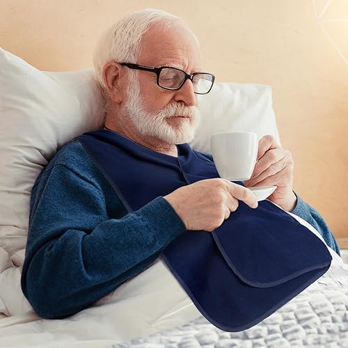 Miniatura 3 de 6 unidades de baberos para adultos, bufandas para comer, dignidad, comedor, bufanda, baberos para personas mayores lavables (azul)