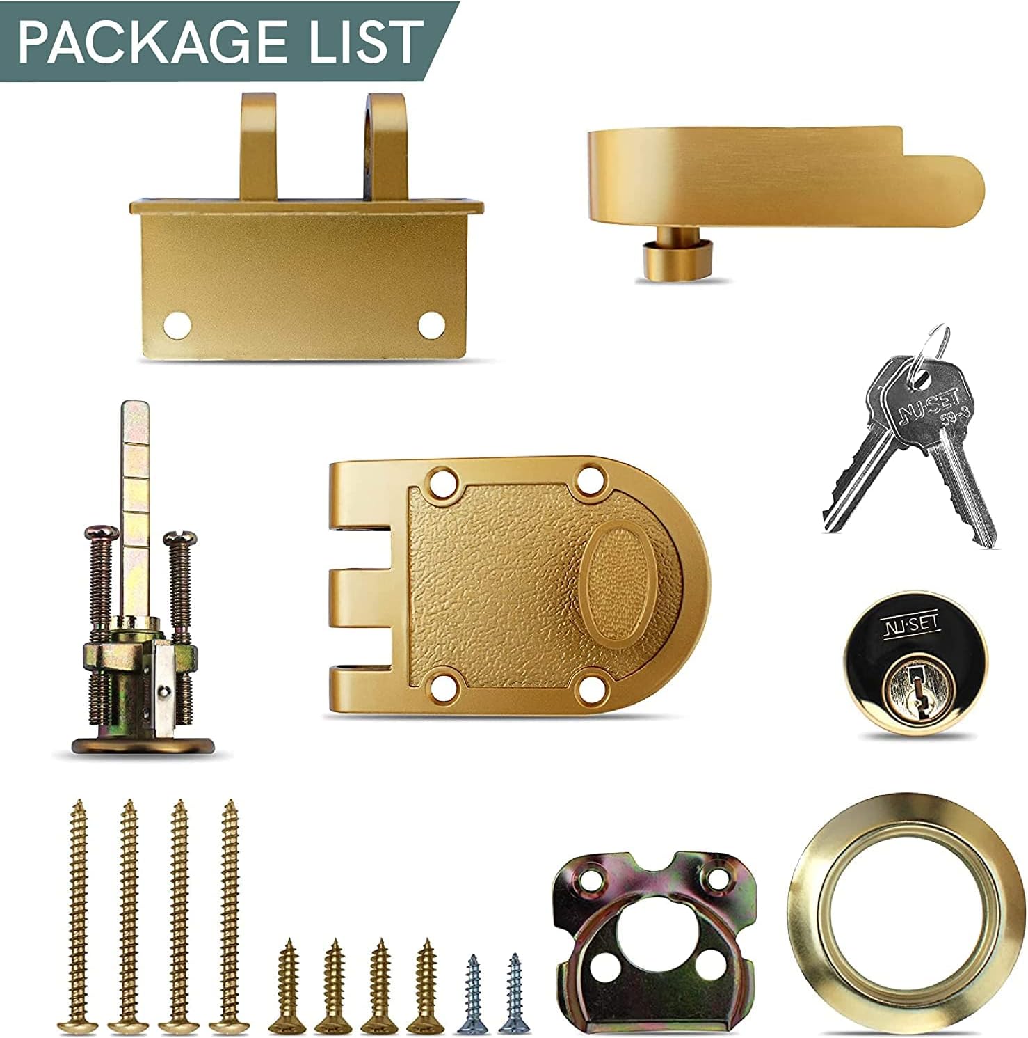 NU-Set Lock | Jimmy Proof Style Inter Locking Single Cylinder Deadbolt Lock and Economic Contractor Lockset (Bronze & Brass) (2728-1)