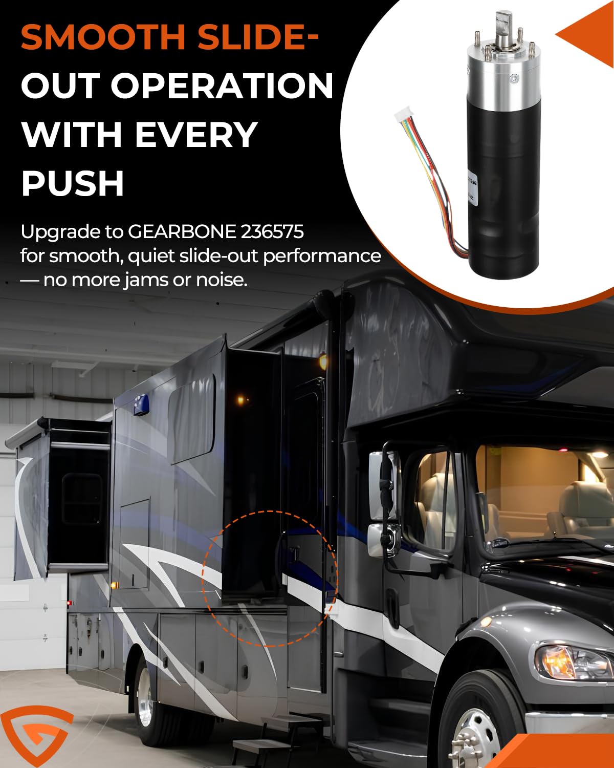 236575 RV in-Wall Slide Out Motor Compatible with Lippert Schwintek in-Wall IG-42 Slide Systems, 12V DC OE Replacement for Smooth and Reliable Slide-Out Operation