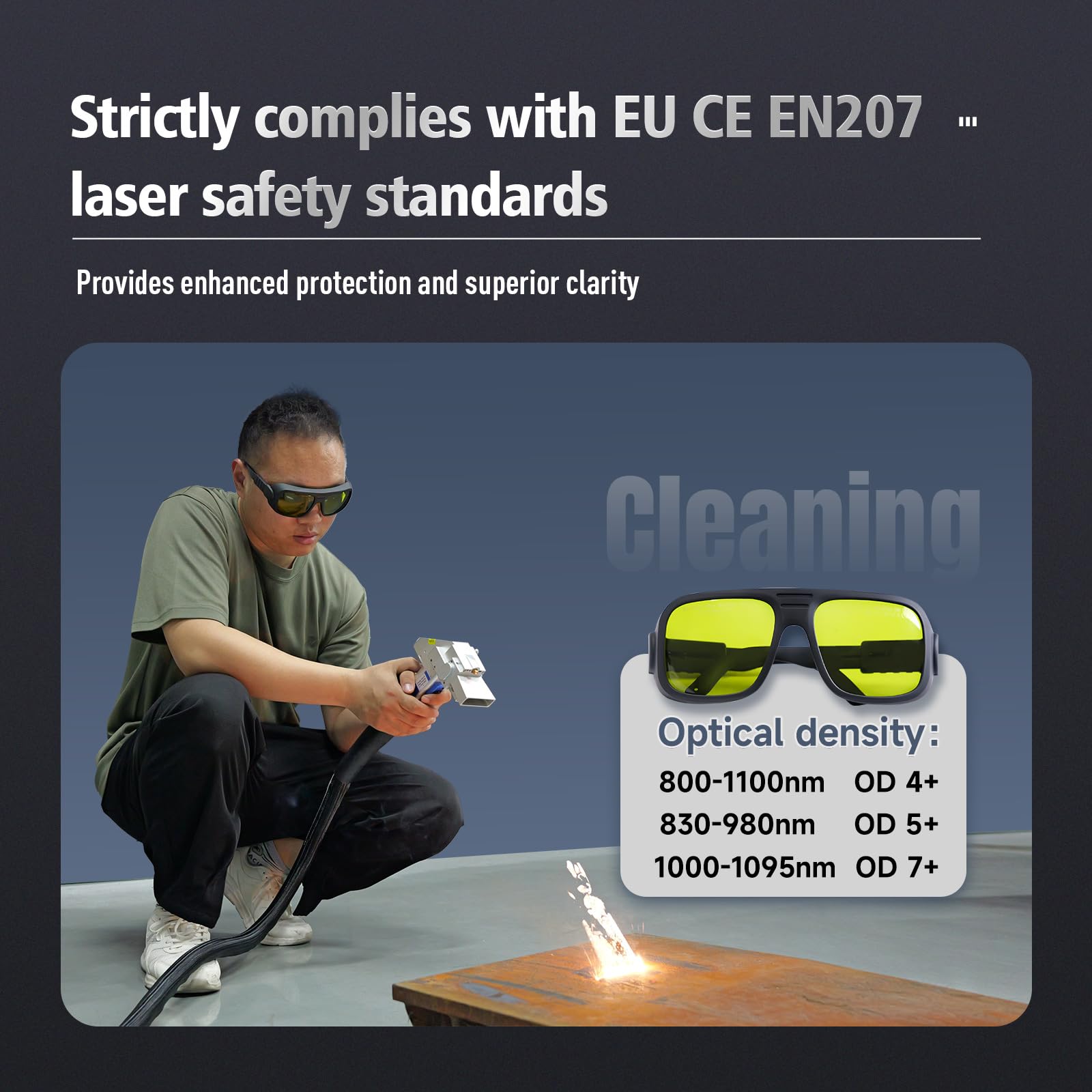 Lunettes de sécurité laser pour nettoyage laser OD7+ et machine à souder OD8+