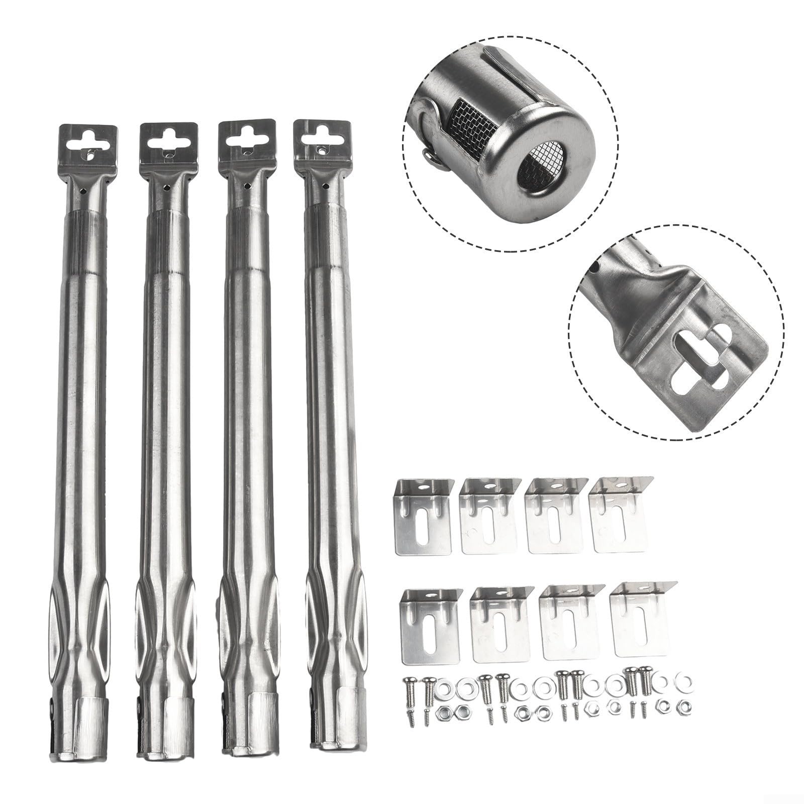 4Er Set Gasgrill Ersatzbrenner Verstellbar 35-42cm Mit 11Mm Lochdurchmesser BBQ Outdoor Barbecue Garten Gleichmaessige Hitzeverteilung Inkl Befestigungsmaterial