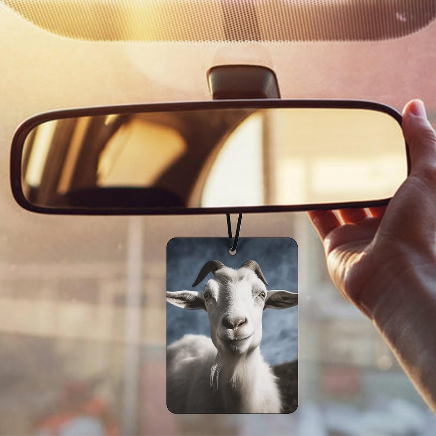 3 Pcs Car Air Fresheners Hanging Fragrance Scented Cards Auto Aromatherapy Tablets Rearview Mirror Pendant Goat Car Fresheners for Auto Interior Bedroom Wardrobe Shoe Cabinet
