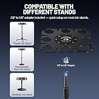 Vista 9 de Phenyx Pro Sistema de micrófono inalámbrico PTU-5200-4B incluido con soporte de micrófono múltiple de 8 ranuras MA-H1