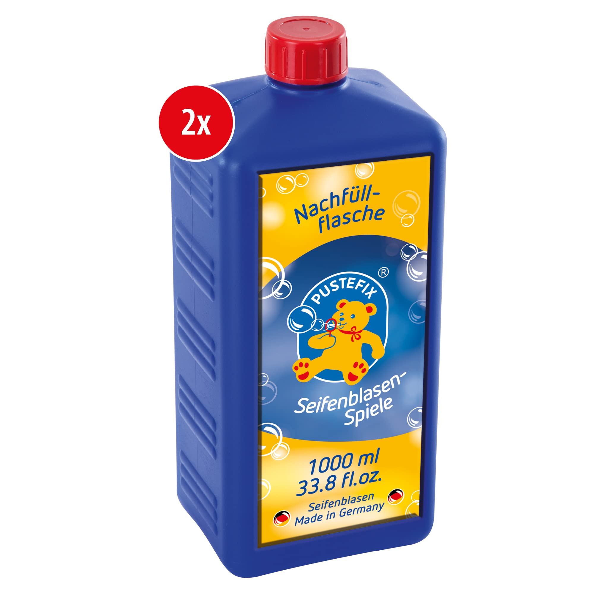 PUSTEFIX Doppelpack Nachfüllflasche I 2 x 1000 ml Seifenblasenflüssigkeit I Bubbles Made in Germany I Seifenblasen für Hochzeit, Kindergeburtstag, Polterabend I Seifenblasen für Kinder & Erwachsene