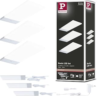 Paulmann 92122 LED Unterschrankleuchte Bredo inkl. Näherungsensor 3er-Set 4000K 2,5W 80x190mm 180lm Silber Möbelaufbauleuchte