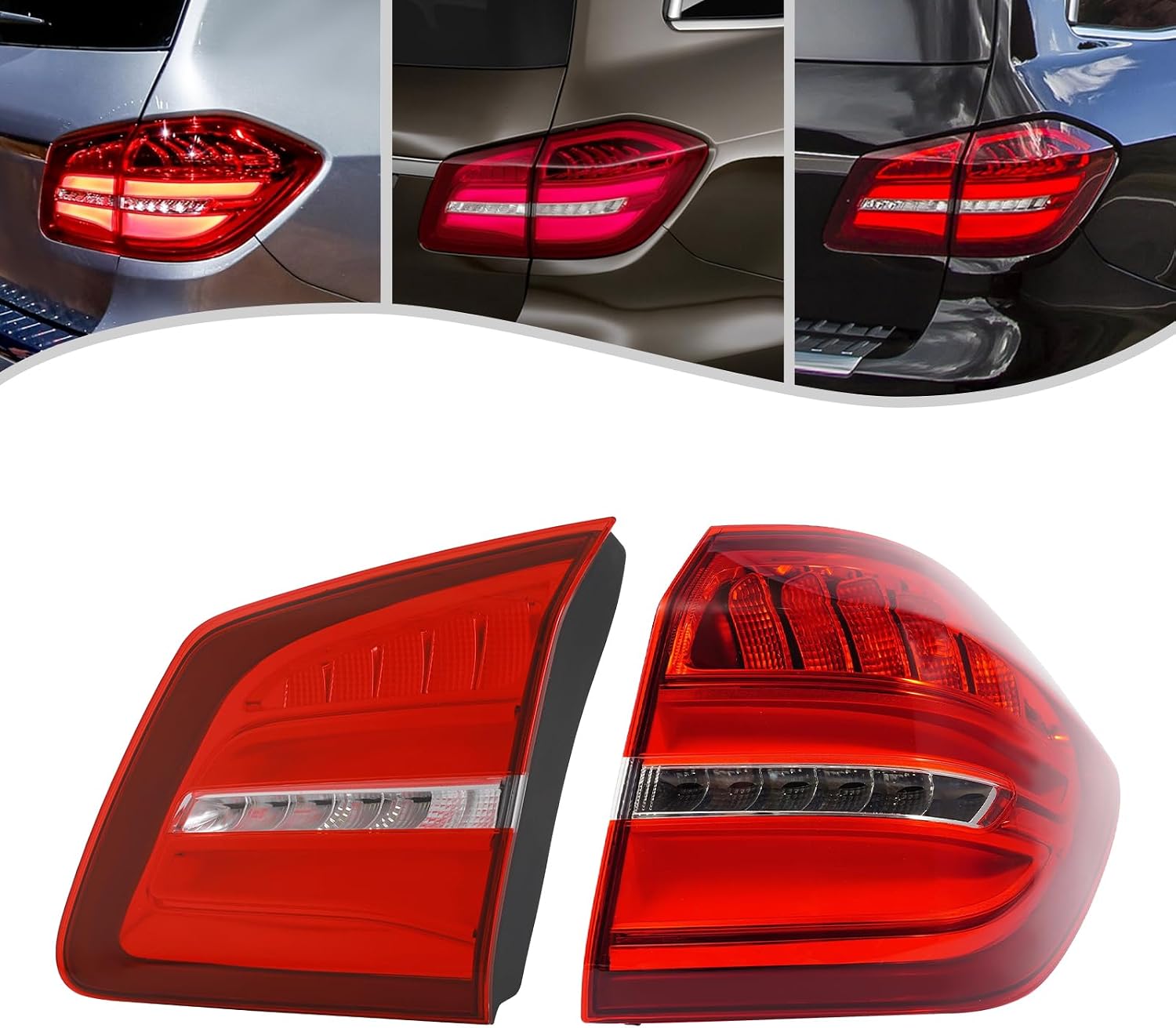 LED Tail Light for 2017-2019 Mercedes-Benz GLS450/GLS550/GLS63 AMG X166 Passenger Side Outer and Inner Rear Lamp OEM 1669060402, 1669066402
