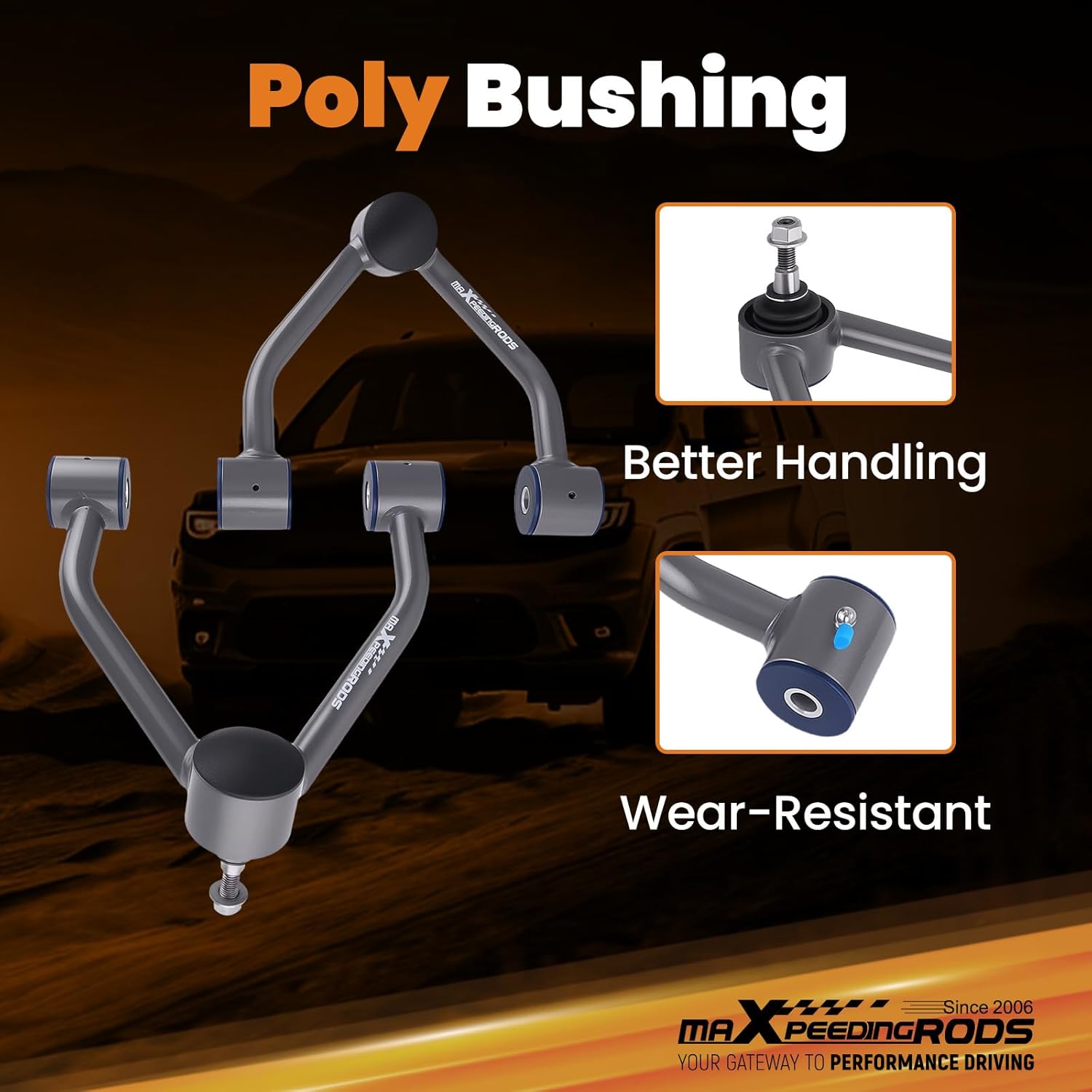 maXpeedingrods 2-4” Lifted Front Upper Control Arm for Chevy/GMC K1500 Suburban Tahoe 1988-1999 6-LUG 4WD