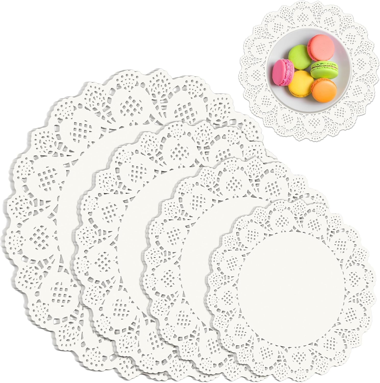 ikis Paper Doilies, Bulk for Desert, Round Decoration Placemats- White (100 Pieces, 7.5 inch) Round White Paper Lace Doilies Coasters Placemats Craft Table Cake Decoration Liner for Wedding Birthdays Parties Table Mats Disposables-image-41