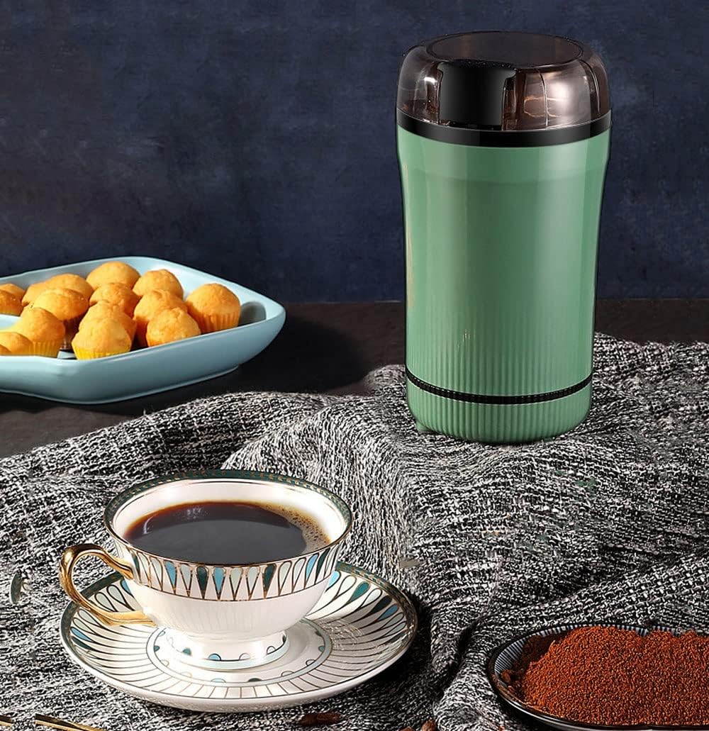 Electric Small Coffee Grinder, Portable & Compact 180W Grinding Mill with Stainless Steel Blade for Bean Spices Herb or Tea, Perfect at Home & Kitchen, Green