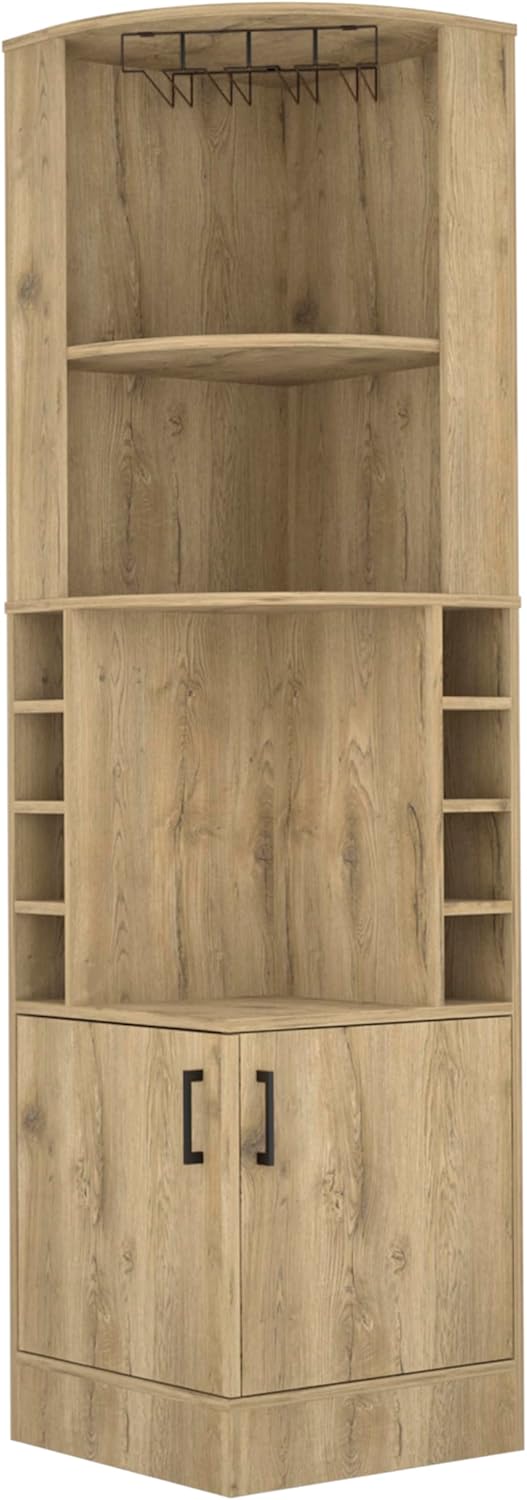 Corner Bar Cabinet,71" Tall Farmhouse Wine Bar Cabinet w/Wine Rack & Cubbies for Bottles,Liquor Cabinet Bar for Home