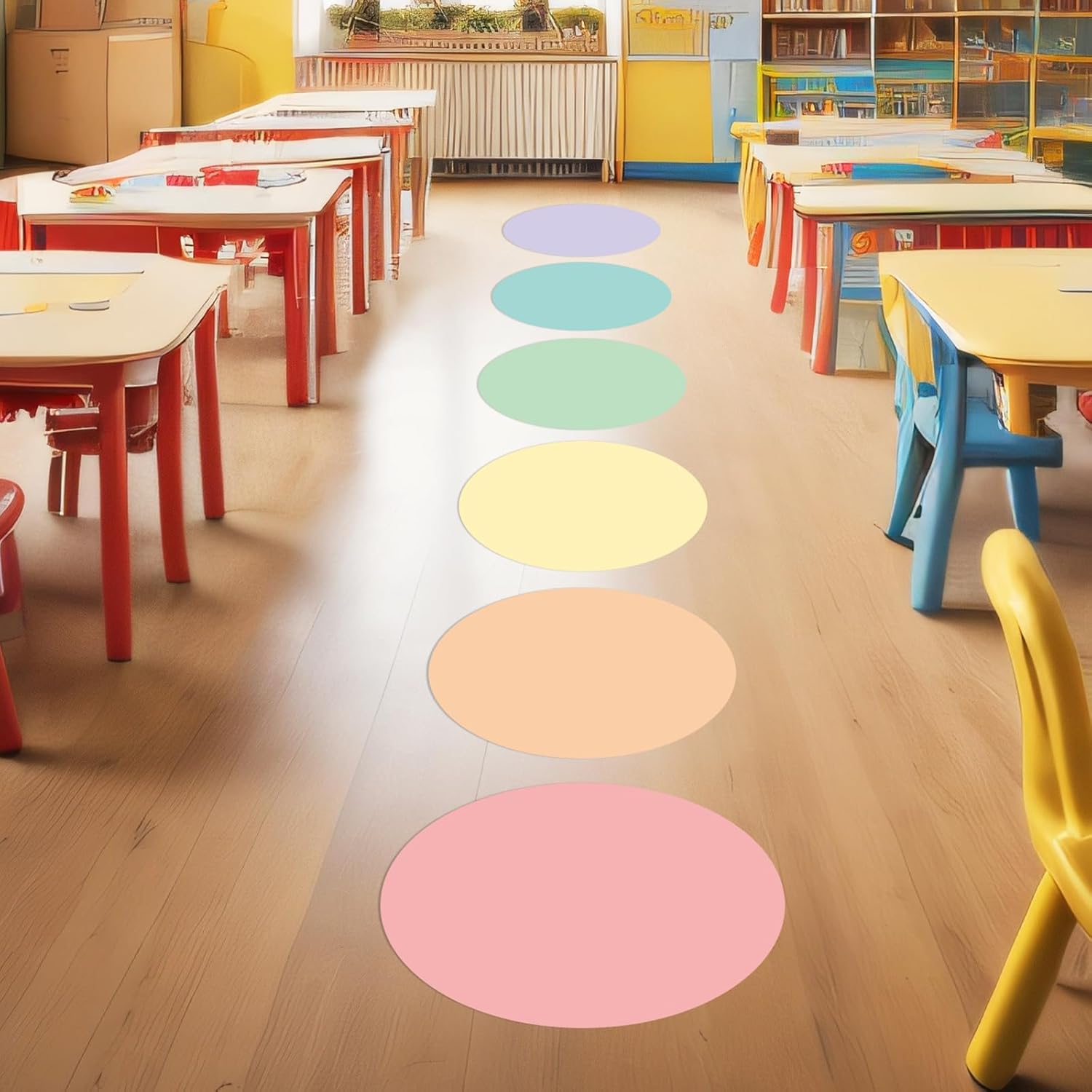 Lincia 36 Pack Colorful Erase Dots Circles 10.5 Inch Removable Vinyl Spot Dry Erase Desktop Writing Spots Set for 100th Day of School Classroom Table Teacher Students Home Desk Wall (Multicolor)