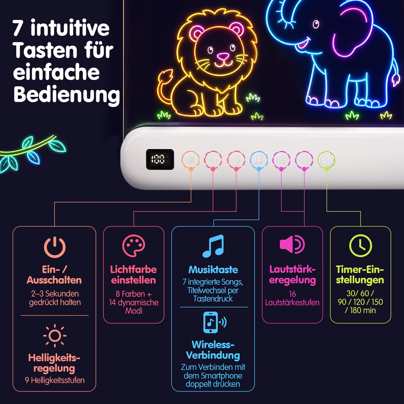 Hahaland LED Zeichenbrett Kinder 16 Zoll, Maltafel für Mädchen 3-12 Jahre