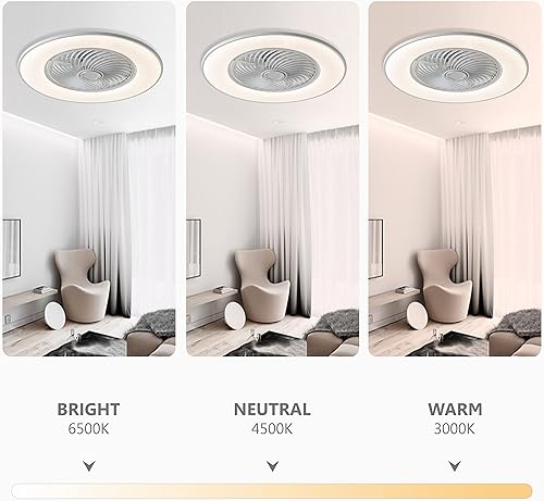 Miniatura 4 de YANASO 22 pulgadas blanco  dorado  1 ventilador de techo remoto más con luces ventilador de techo sin aspas con control remoto iluminación LED