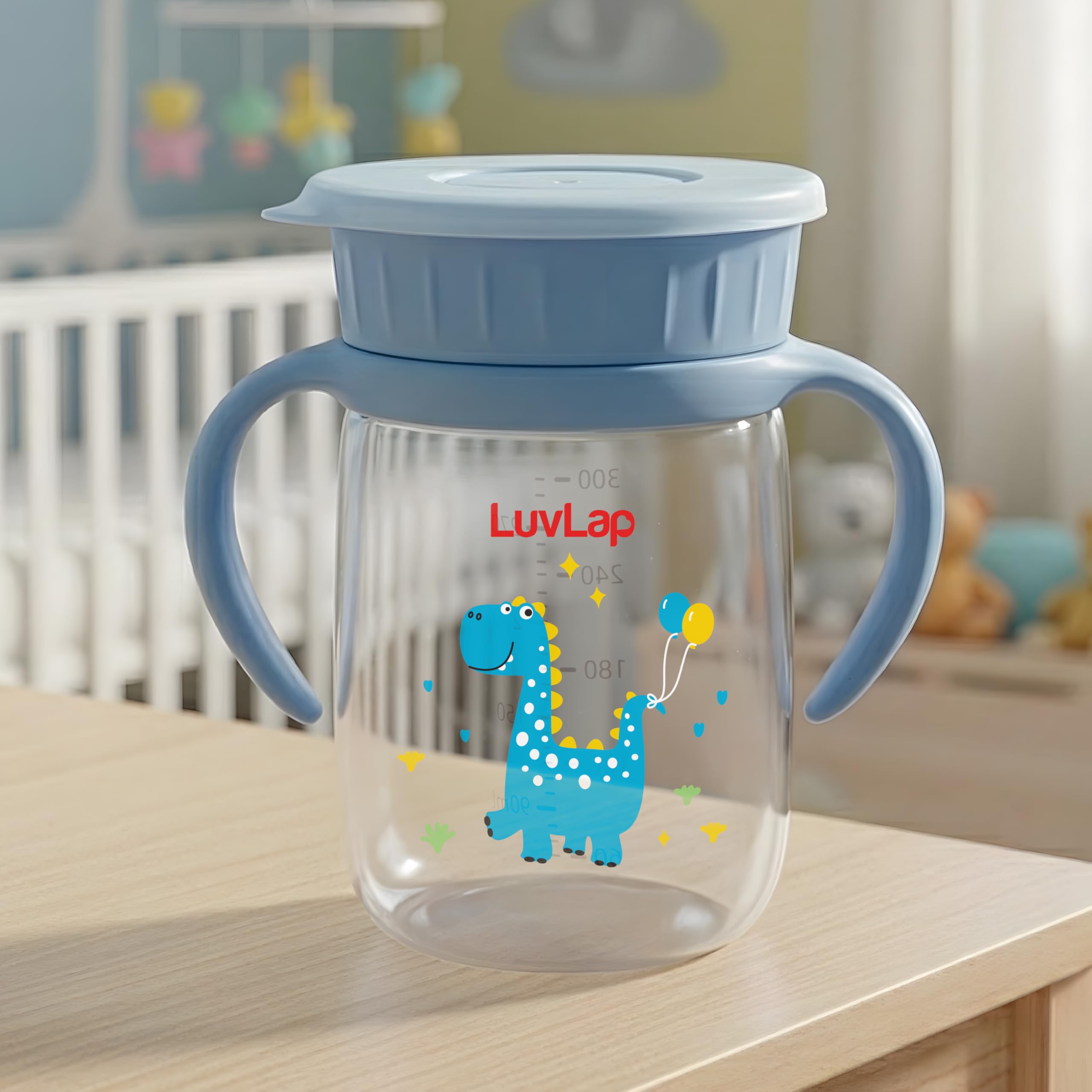 LuvLap Shine 360° Soft Spout Trainer Sipper for Kids, 360ml, Leakproof & spillproof Sippy Cup for Kids, Twin Easy-Grip Handles, BPA-Free, Ergonomic Design, Dust Cover, Lightweight, 18 M+ (Blue)-image-41