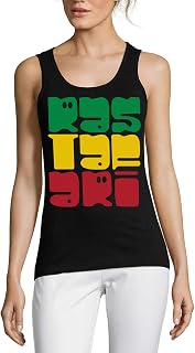 Rastafari Jamaica - Camiseta sin mangas de algodón para mujer, color verde, amarillo y rojo