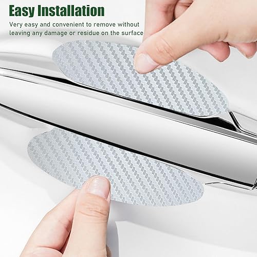 Miniatura 5 de 4 calcomanías para manija de puerta de automóvil, películas protectoras de fibra de carbono que no dejan marcas, protector de taza de puerta